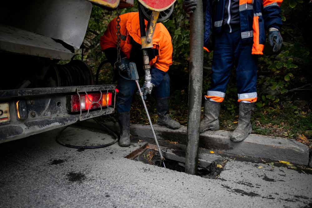Vector technician hydro jetting a drain Vector technician hydro jetting a drain